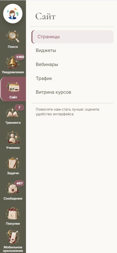 Кастомизированное меню GetCourse